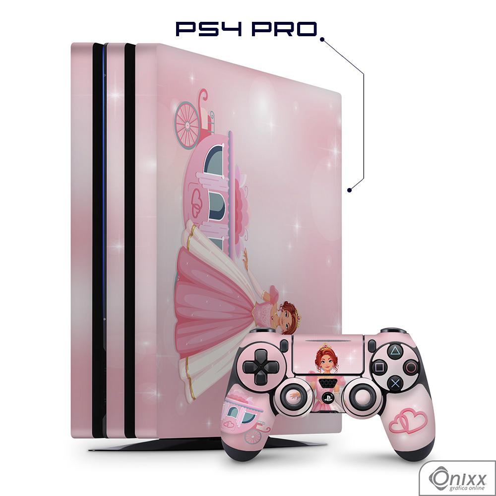 Skin PS4 PRO Adesiva Princesa Tema Rosa