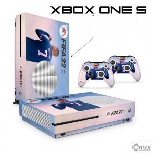 Skin Xbox One S Adesiva Fifa 22 + Pôster A3 Adesivo Vinil Americano 10µ  4x0 Brilho Corte Eletrônico 